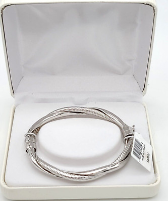KOHL'S PLATIN ÜBER STERLING SILBER GEDREHTER ARMREIF ARMBAND NEU IN BOX MIT ETIKETT