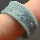 Video Certified  A Jadeite Jade Six Famous Mantra Thumb Ring NO. 12.5 418958 TS