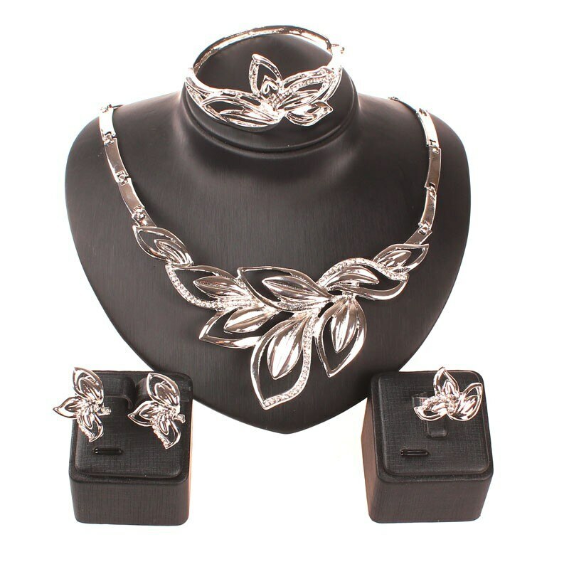 Fashion Women 18K Gold Plated Crystal Leaves Necklace Wedding Party Jewelry Set | eBay Fashion Women 18K Gold Plated Crystal Leaves Necklace Wedding Party Jewelry Set | eBay