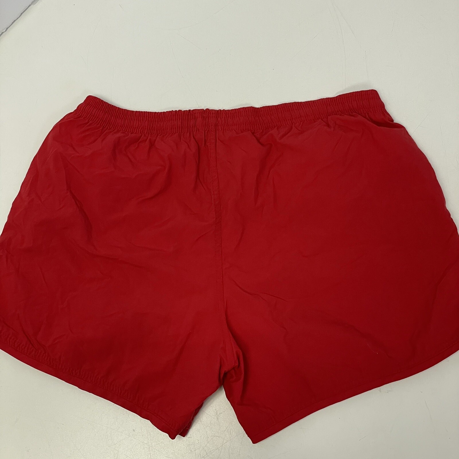 Vtg 80 90's DAN MEMBER Men's Red Nylon DIVE SAFETY Trunks DIVERS ALERT Shorts L