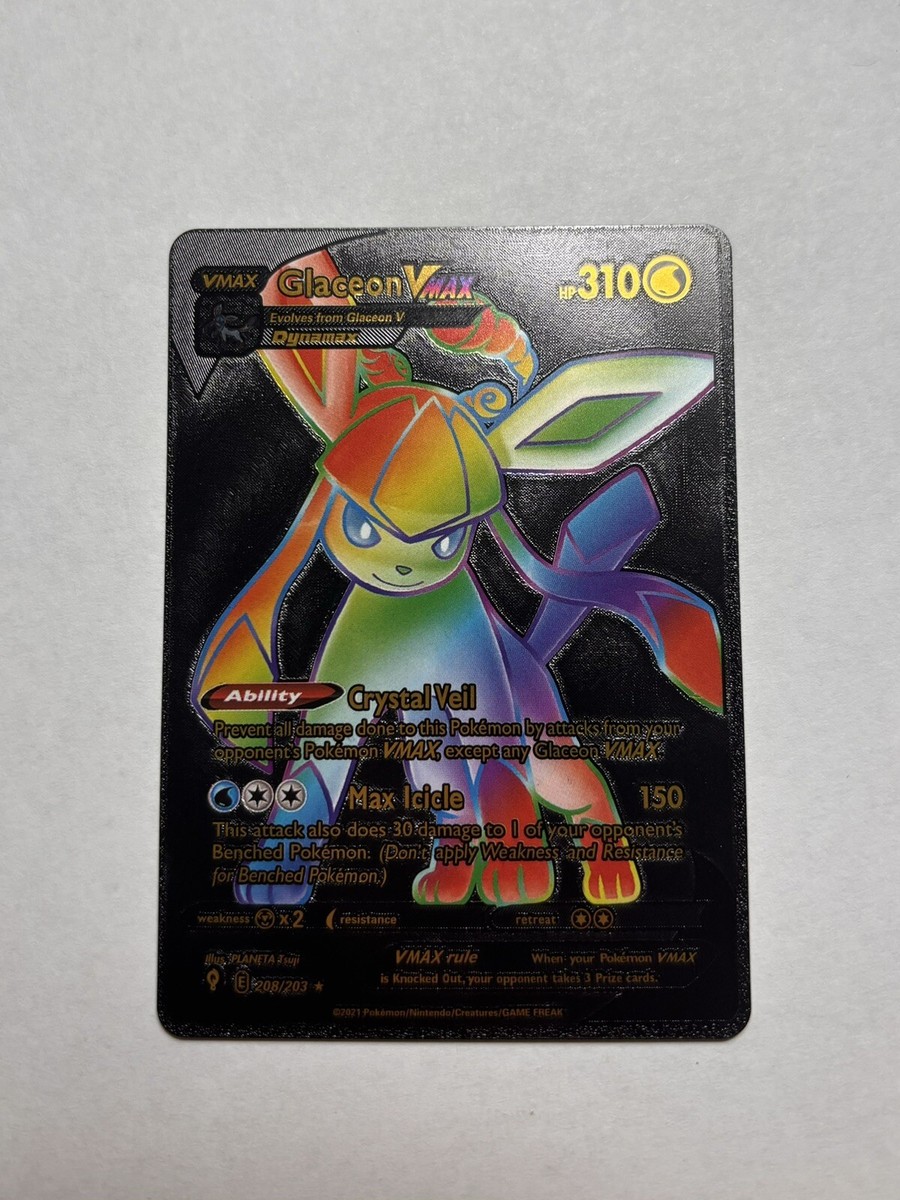 Black Foil Glaceon VMAX Rainbow Fan Art Display Card NM | eBay