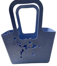 Koziol  Shopping Tote  Made in Germany Floral Design Periwinkle Blue  Vintage