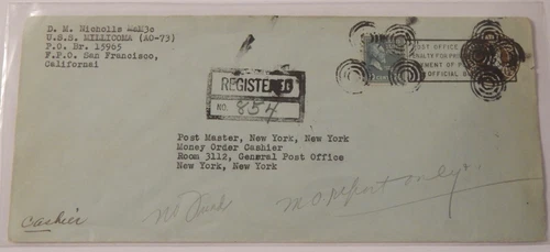 USS Millicoma (AO 73) FPO (east of Honshu Japan) 1945 (rare, brief commission)