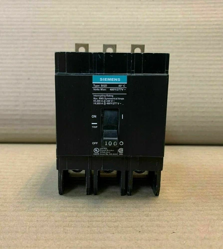 Siemens BQD BQD3100 3 Pole 100 Amp 480V Bolt On Circuit Breaker