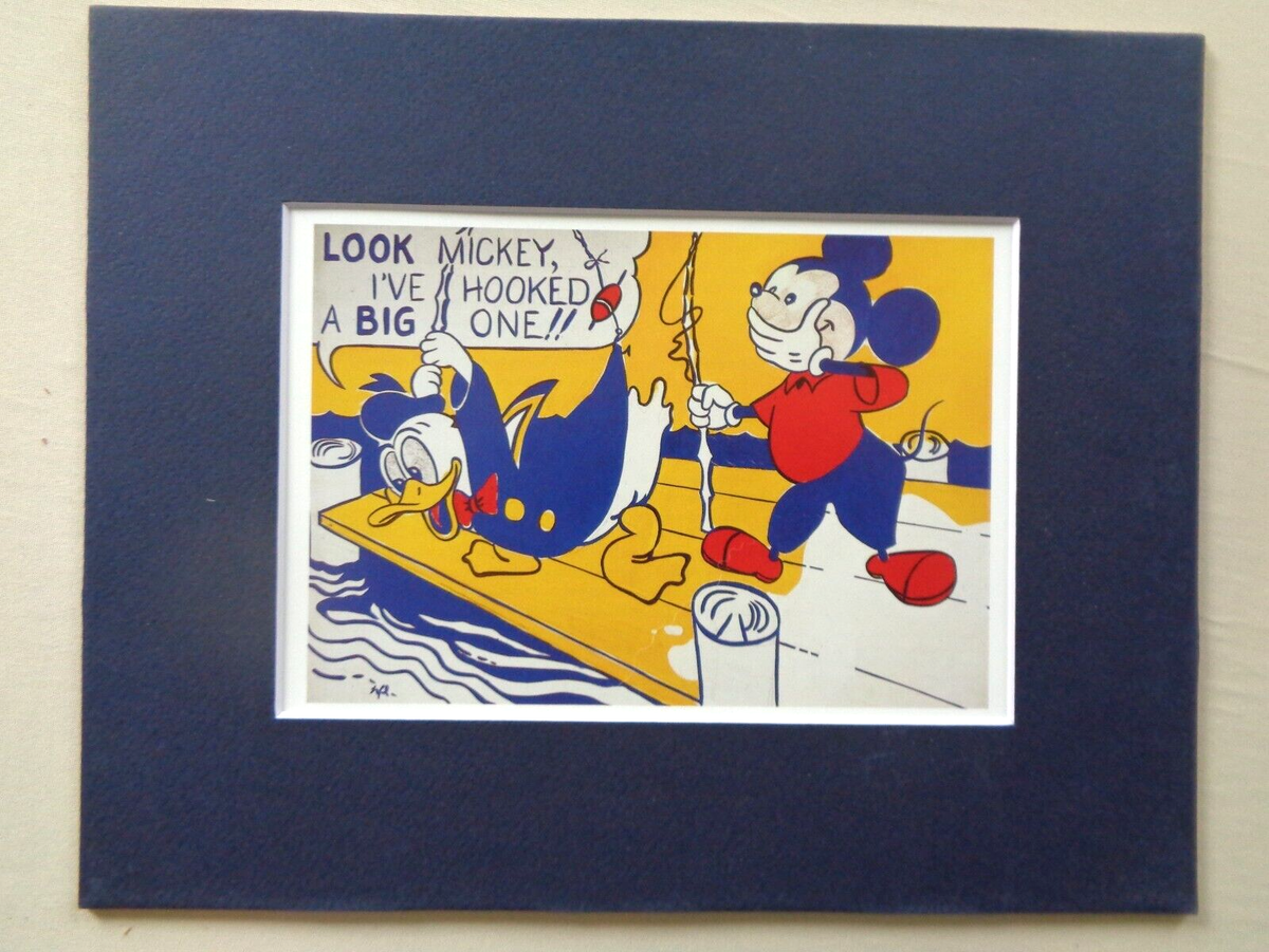 Roy Lichtenstein Pop Art Print Cartoon Mickey Mouse Fishing Hooked