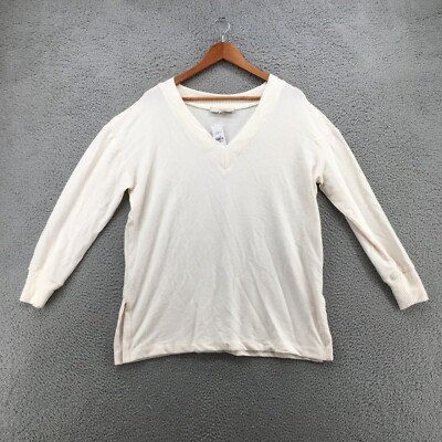 Loft V-Neck Pullover Sweater Mens Small Beige Knitted Long Sleeve Casual NEW