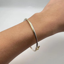 18K Goldarmband Zweifarbig Gedreht Geflochten Italienisches Bangle