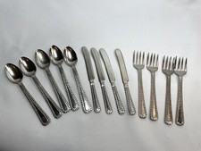 Miniature Toy Doll Flatwear Spoon Fork Knive Set Stainless Steel Service for 4