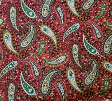 Paisley Floral BTY Unbranded Orange Green White Pink on Red