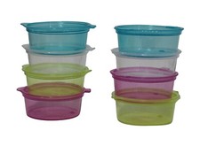 8-Pack Mini Round 2 oz Plastic Storage Containers with Snap Lids   BPA-Free