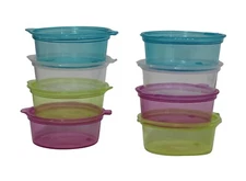8-Pack Mini Round 2 oz Plastic Storage Containers with Snap Lids – BPA-Free