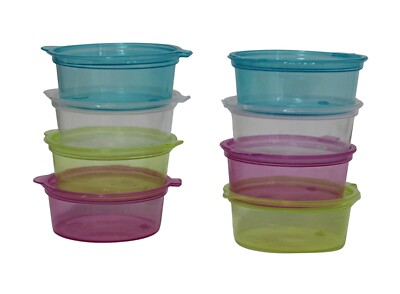 8-Pack Mini Round 2 oz Plastic Storage Containers with Snap Lids   BPA-Free
