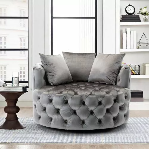 Gray barrel 2024 swivel chair