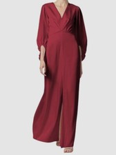 795 Sachin Babi Women's Red Satin Jenny Long Balloon Sleeve Gown Dress Size 2