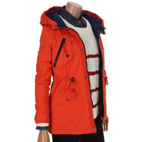 TBJ Mens Casual Semi Long Hooded Zip Up Jacket Jumper Orange Size M NWT - Picture 8 of 9