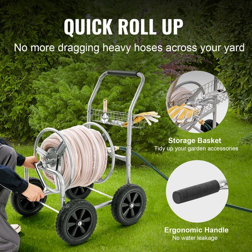 VEVOR Hose Reel Cart 300ft. Heavy Duty Garden Water Yard Planting w/ Basket - Picture 4 of 12