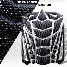 24PC CUSTOM 3D FUEL/GAS TANK PAD PROTECTOR STICKER DECAL PERFORATED GLOSS BLACK