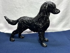 VTG Black Cavalier King Charles Spaniel Dog Figurine 10" long. Metal Beautiful!