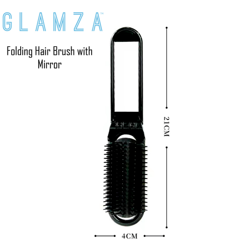 Portable Folding Hair Brush With Mirror Travel Comb Scalp Massage Pocket Size - Picture 2 of 5