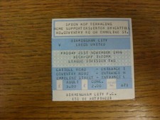 21/11/1986 Ticket: Birmingham City v Leeds United  (creasing, light folding). Co