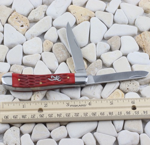 Browning Trapper Folding Pocket Knife Red Jigged Bone - Picture 3 of 6