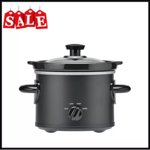 Slow Cooker Crock Pot Black 2 Quart, New Programmable Oval Small Families Single