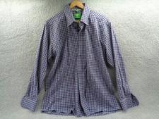 Forsyth of Canada Shirt Men's Large Blue Checkered Non Iron Button Down