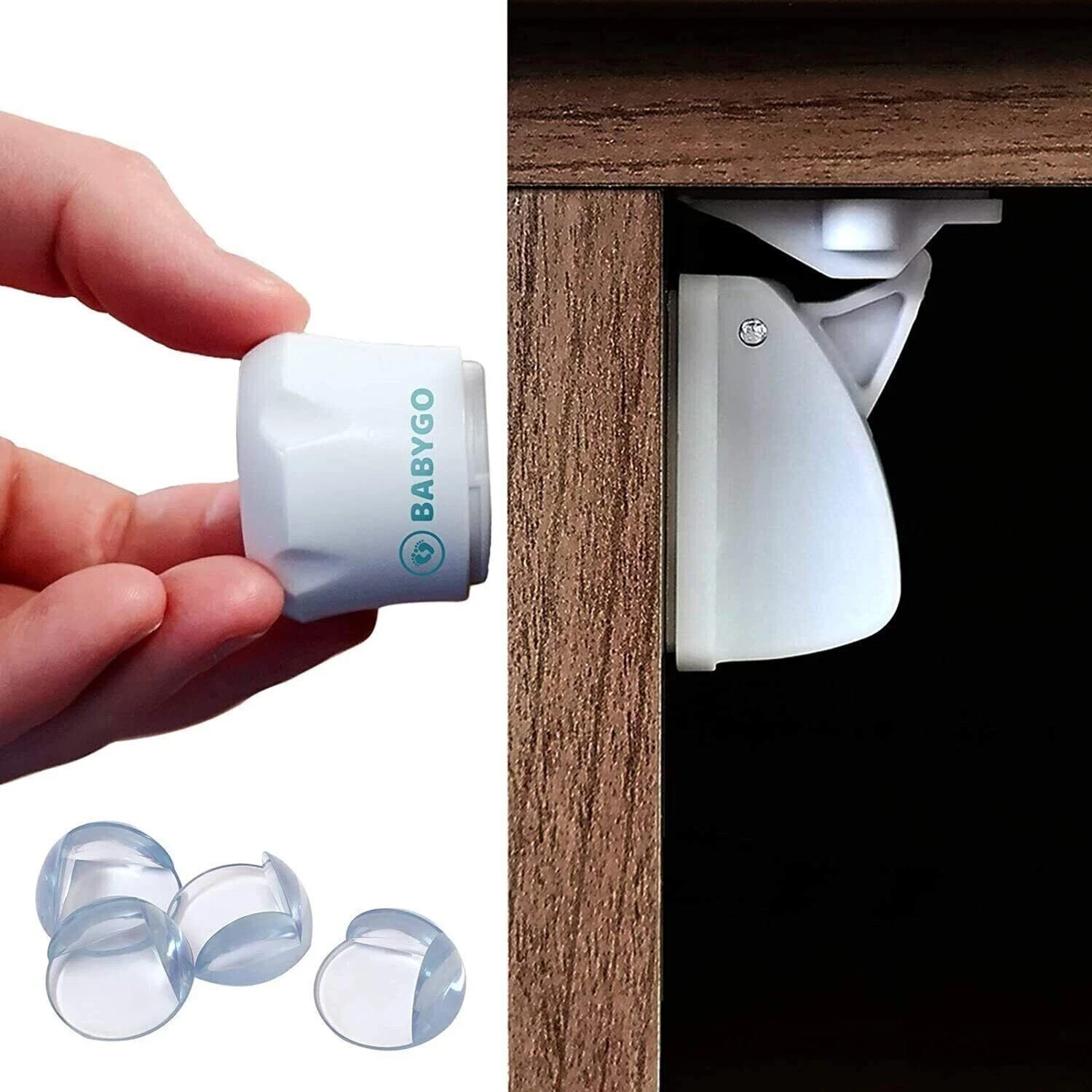 Product Image for Child Baby Safety Proof Magnetic Cupboard 10x Locks + 8 Corner Protectors 2 Keys