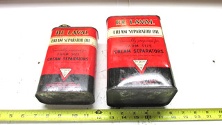 2 Nice Old 1940s DE LAVAL Delaval Cream Separator Oil Farm Can Empty
