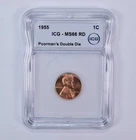 1955 Lincoln Wheat Cent Poorman's Double Die MS66 RD ICG