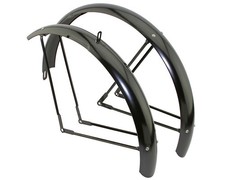 Lowrider 26" Classic Balloon Fender Set Black Steel 80mm Bike Fender Pair.