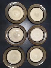 EUC Lot Of 6 HOME TRENDS RAVE STRIPE Stonewear Dinner Plates Dishes Set