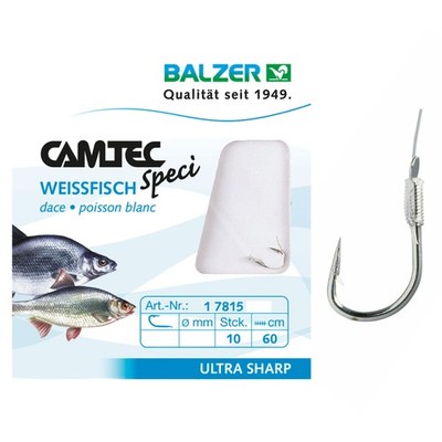 Balzer Camtec Speci gebunden Haken | Weißfisch 60cm | montierte Vorfach 10 Stk.