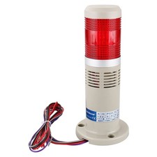 Baomain Alarm Warning Flashing Light 24V DC Industrial with Buzzer Bright Red