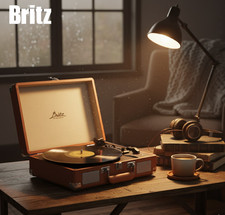 Vintage Retro Vinyl Record Player with Bluetooth - All-in-One CD  Turntable