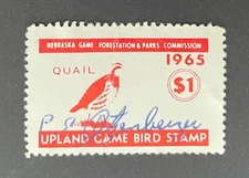 Nebraska State Revenue - 1965 Upland Game Bird stamp $1.00 - used - Wooton #7