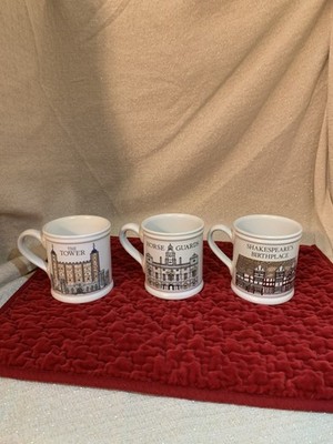 Denby Pottery England THE TOWER/SHAKESPEARE S BIRTHPLACE/THE GUARDS Set~3 Mugs