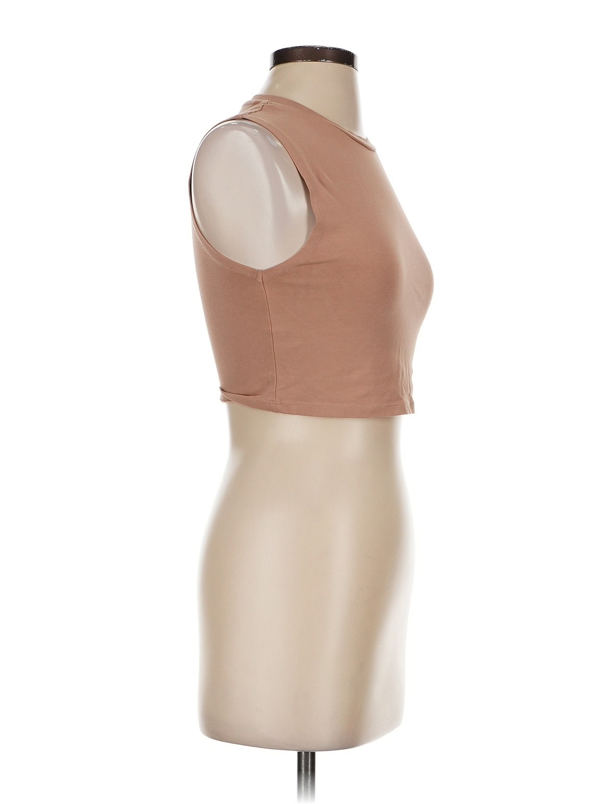 Zara Women Brown Sleeveless T-Shirt S thumbnail 3