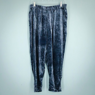 Ett Twa Anthropologie Size Medium M Kinley Blue Velvet Pull On Jogger Pants