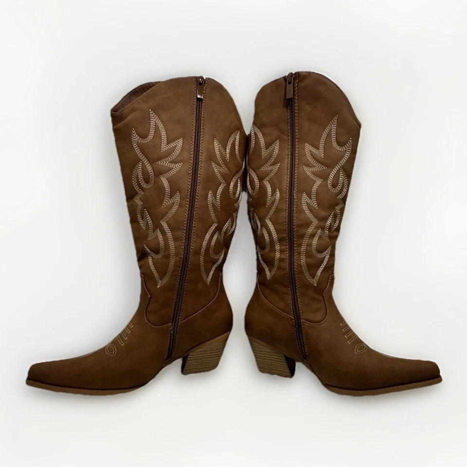 Botas vaqueras occidentales marrones para mujer con diseño bordado talla 8 1/2 Foto 4 de 4