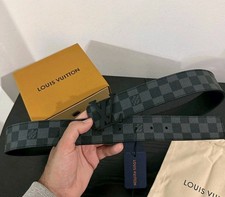 Autentica cintura Louis Vuitton in grafite a scacchi, da uomo taglia 36-38 (105 cm)