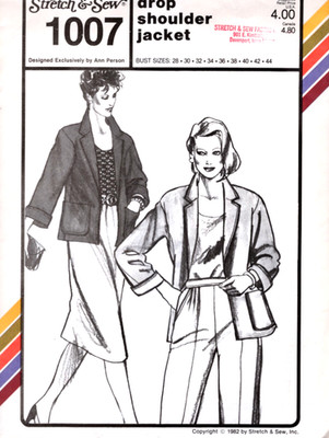 Misses Drop Shoulder Jacket, Stretch & Sew Pattern 1007 Ann Person