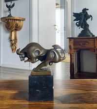 Bronzefigur Stier Skulptur Bulle  Modern Dekoration Tierfigur Bull Kunst Deko