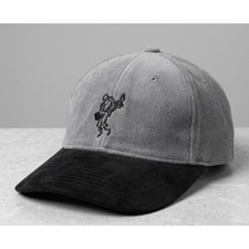 Vintage 90s Ashworth Golfman Corduroy Strapback Hat Cap Made In USA Gray Black