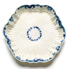 English Worcester Porcelain Teapot Tray Dish Blue Crescent Mark Dr Wall 18th C
