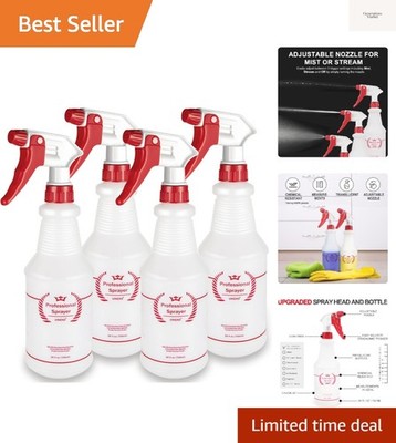 Plastic Spray Bottle 4 Pack, 24 Oz, All-Purpose Heavy Duty Spraying Bottles L...