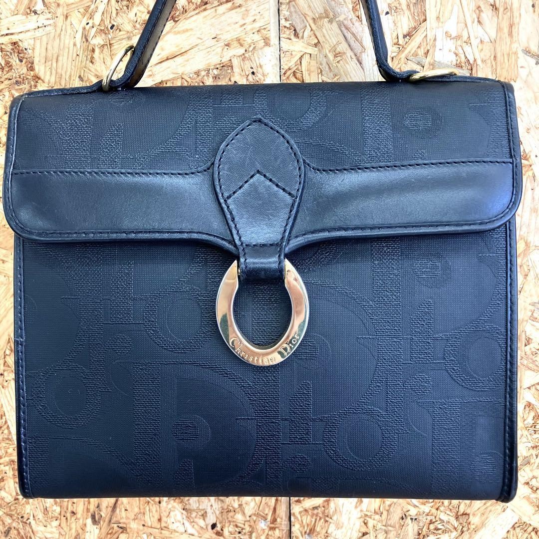 Vintage Christian Dior Trotter Black Leather Handbag SG3547B New Condition