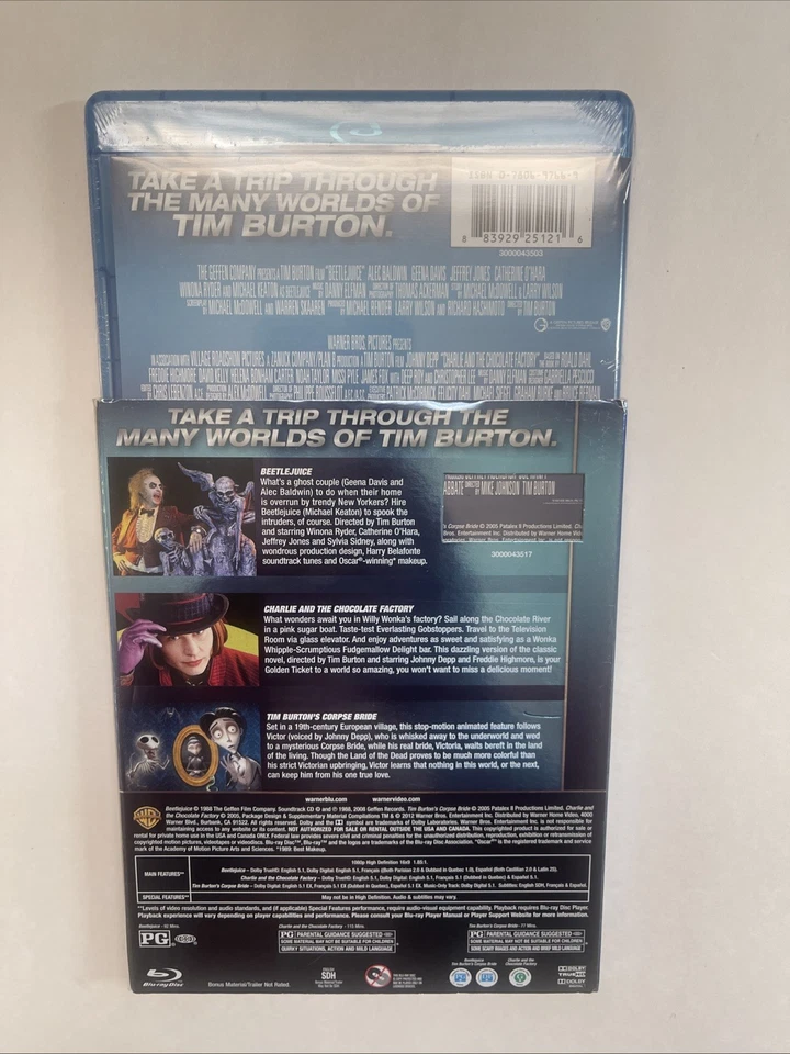 Beetlejuice/Charlie & the Chocolate Factory/Corpse Bride (Blu-ray)NEW W/SLIP! - Image 2 of 4