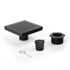 Square Shower Drain 6", 304 Stainless Steel Floor Drain with Grid Drain Cover...
