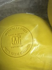 Dozen yellow Mastersport Lacrosse balls. Meets NCCA specs NOCSAE standards.